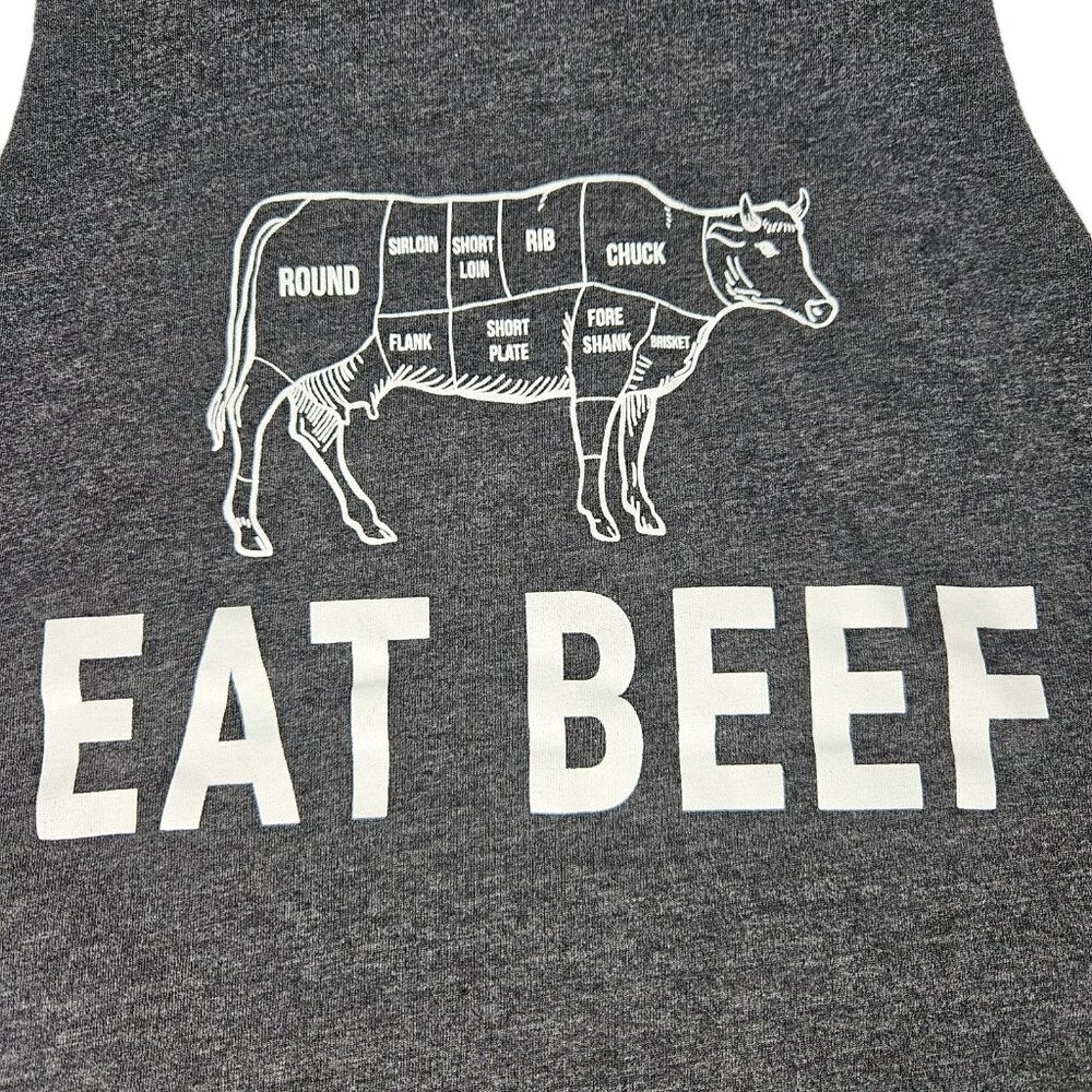 Womens EAT BEEF Cow Graphic Cropped Racer-back Tank Athletic, Size M/L - Picture 2 of 5